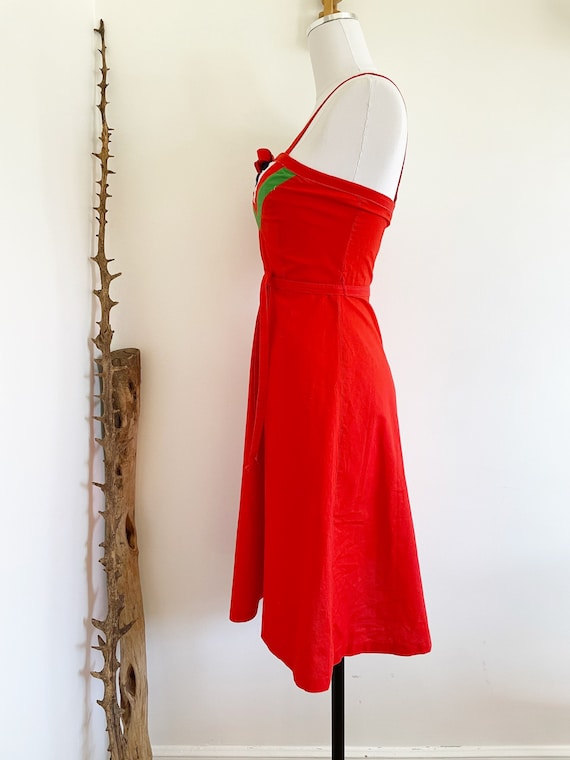 Vintage 70’s Red A-line cotton dress - image 5