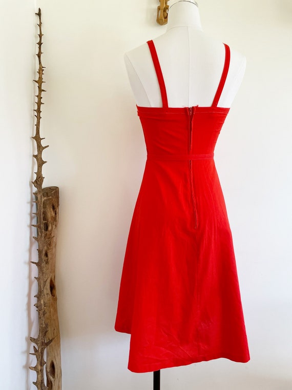 Vintage 70’s Red A-line cotton dress - image 6