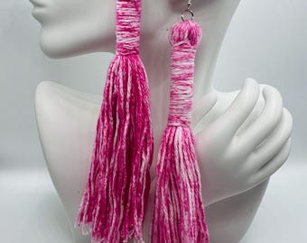 Handmade Yarn Tassel Earrings | Lightweight Dangle Earrings, 6 inch