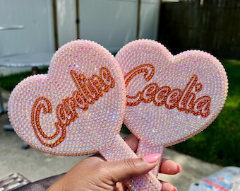 Benutzerdefinierte Herzspiegel | Herzförmiger Spiegel | Herz-Spiegel | Strass Spiegel | Verblendeter Spiegel| Spiegel | Rosa