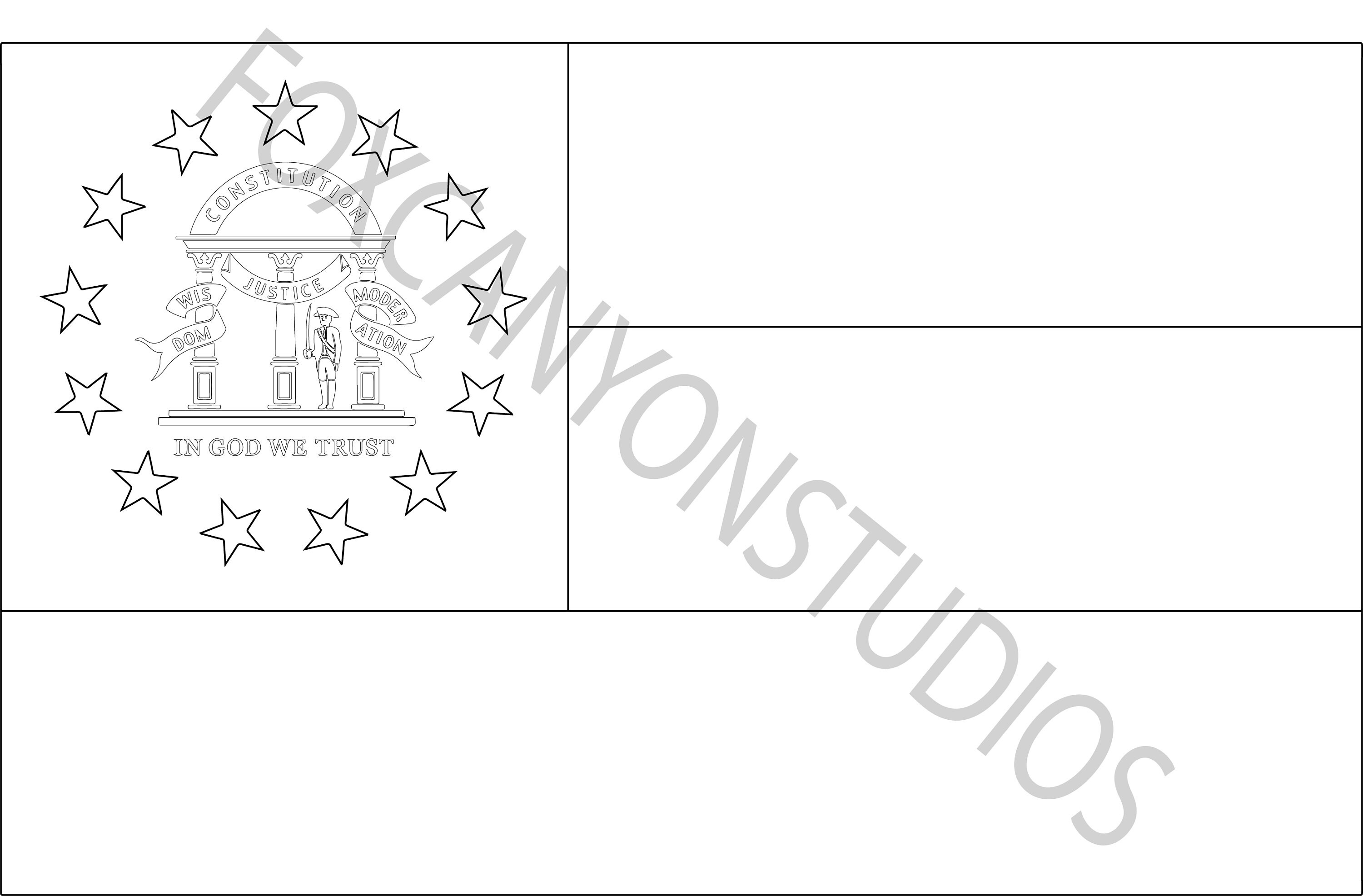 Georgia State Flag Coloring Page Digital Print-Out | Etsy