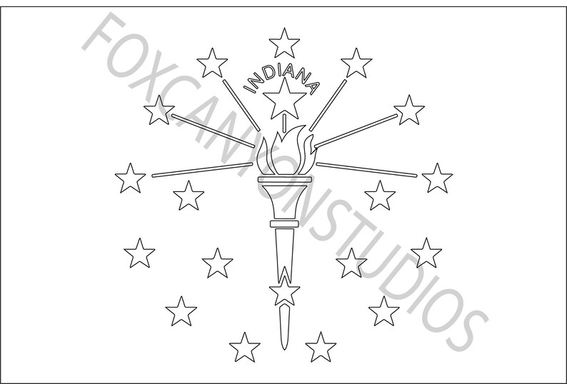 Indiana State Flag Coloring Page Digital Printout Etsy Singapore