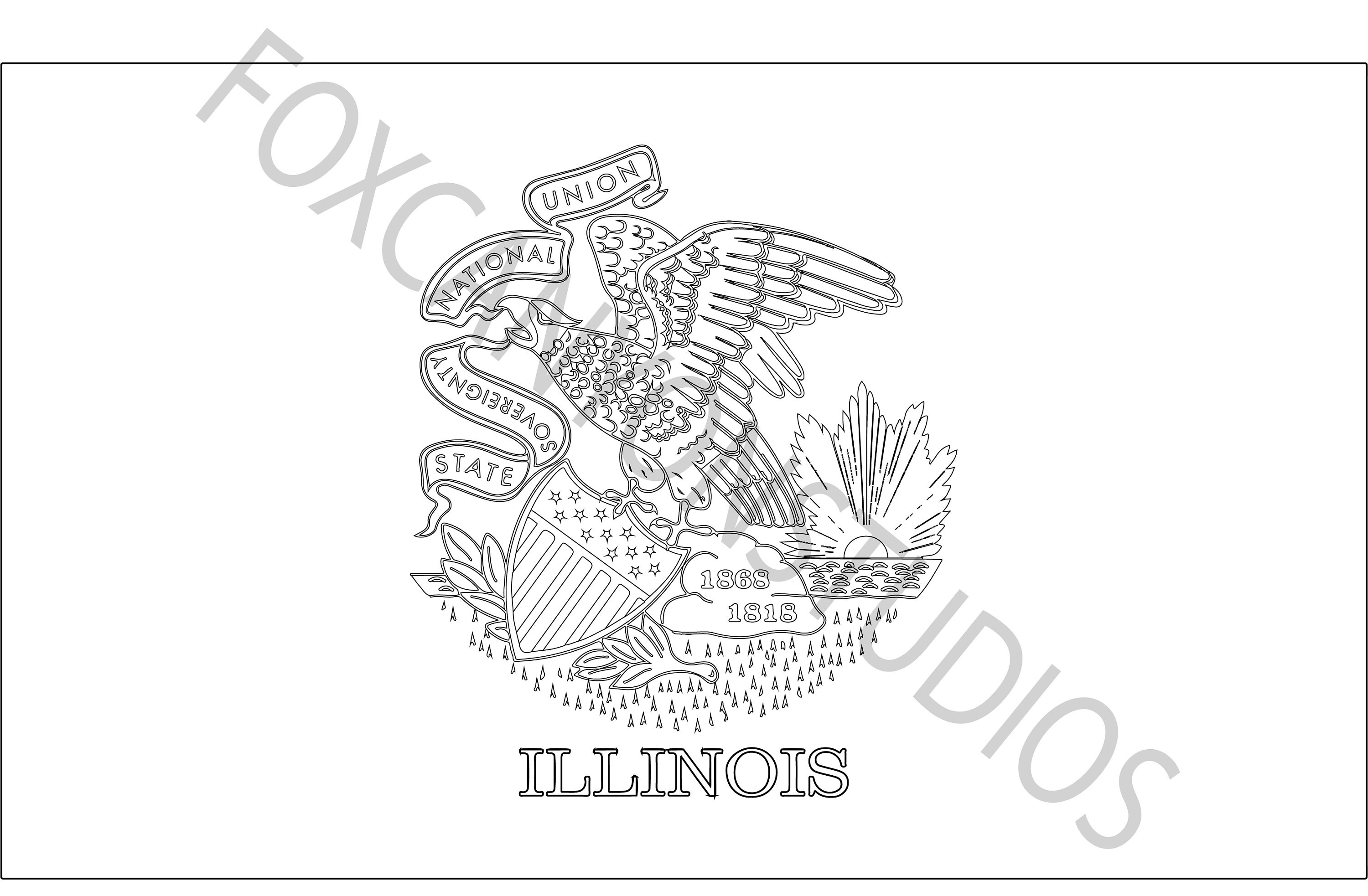 Illinois State Flag Coloring Page Digital Printout Etsy UK