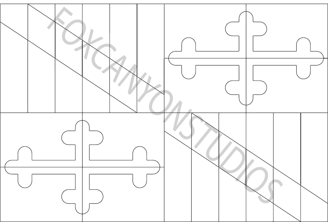 Maryland State Flag Coloring Page Digital Print-out - Etsy