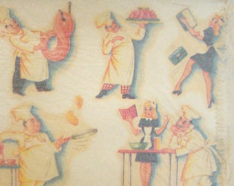 Vintage Decal, Chef, French Maid, Kitchen, Meyercord 998, Meyercord Decal, Pancakes, Cooking, Jello mold, Spaghetti