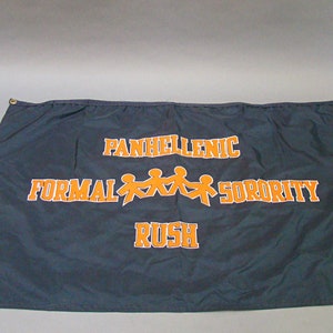 Vintage Sorority Rush Banner, Panhellenic, Sorority Rush, Formal Rush, Greek, Fraternity, Orange, Blue, Navy, Stick Figures, Week, College