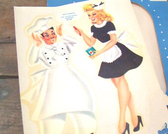 Vintage Decal, Chef, French Maid, Kitchen Decor, Meyercord 877-B, 877B, Meyercord Decal, Cooking, Vintage Decor