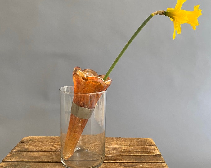 Antique Car Vase, Bud Vase, Wall Vase, Auto Vase, Antique Auto, Marigold, Carnival Glass