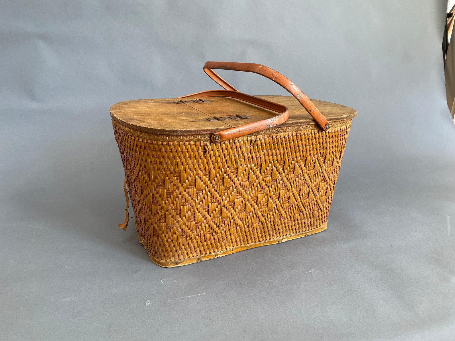 Redmon Picnic Basket, Vintage Picnic, Vintage Summer, Woven, Large