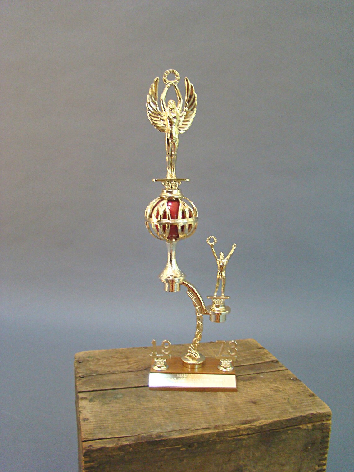 Vintage Trophy Christmas Red and Gold Decoration Sparkle Etsy