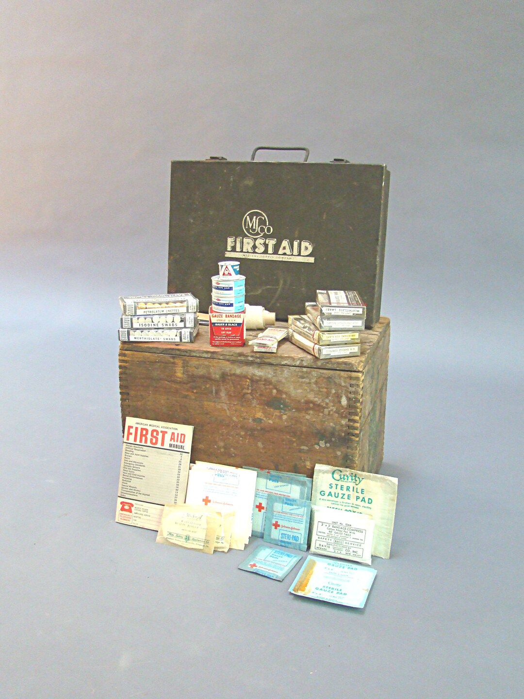 Vintage First Aid Kit, Metal First Aid Kit, Storage, Industrial Decor ...