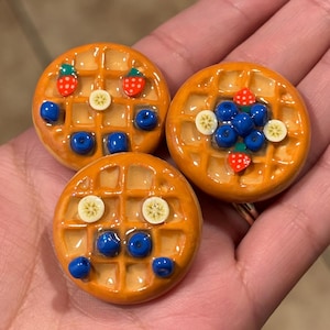 Handpainted Polymer clay waffle magnet set of 3