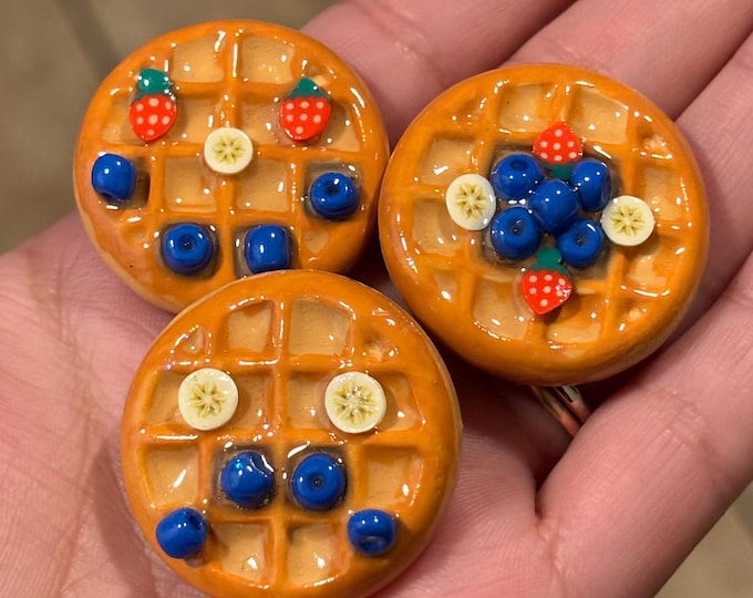 Handpainted Polymer clay waffle magnet set of 3