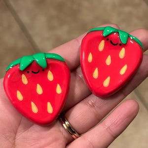 Strawberry polymer clay worry stone| Desk buddies | pocket friends