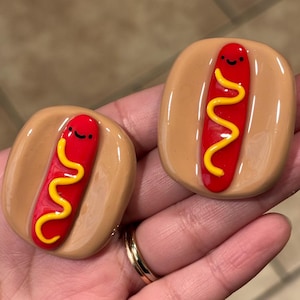 Hot dog polymer clay worry stone| Desk buddies | pocket friends