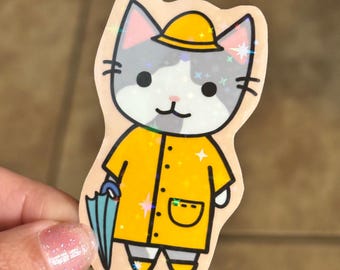 Raincoat Gary cat sticker| Laptop sticker | Journal sticker |scrapbook stickers