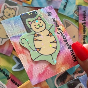 magnetic clown cat bookmark | holographic bookmark