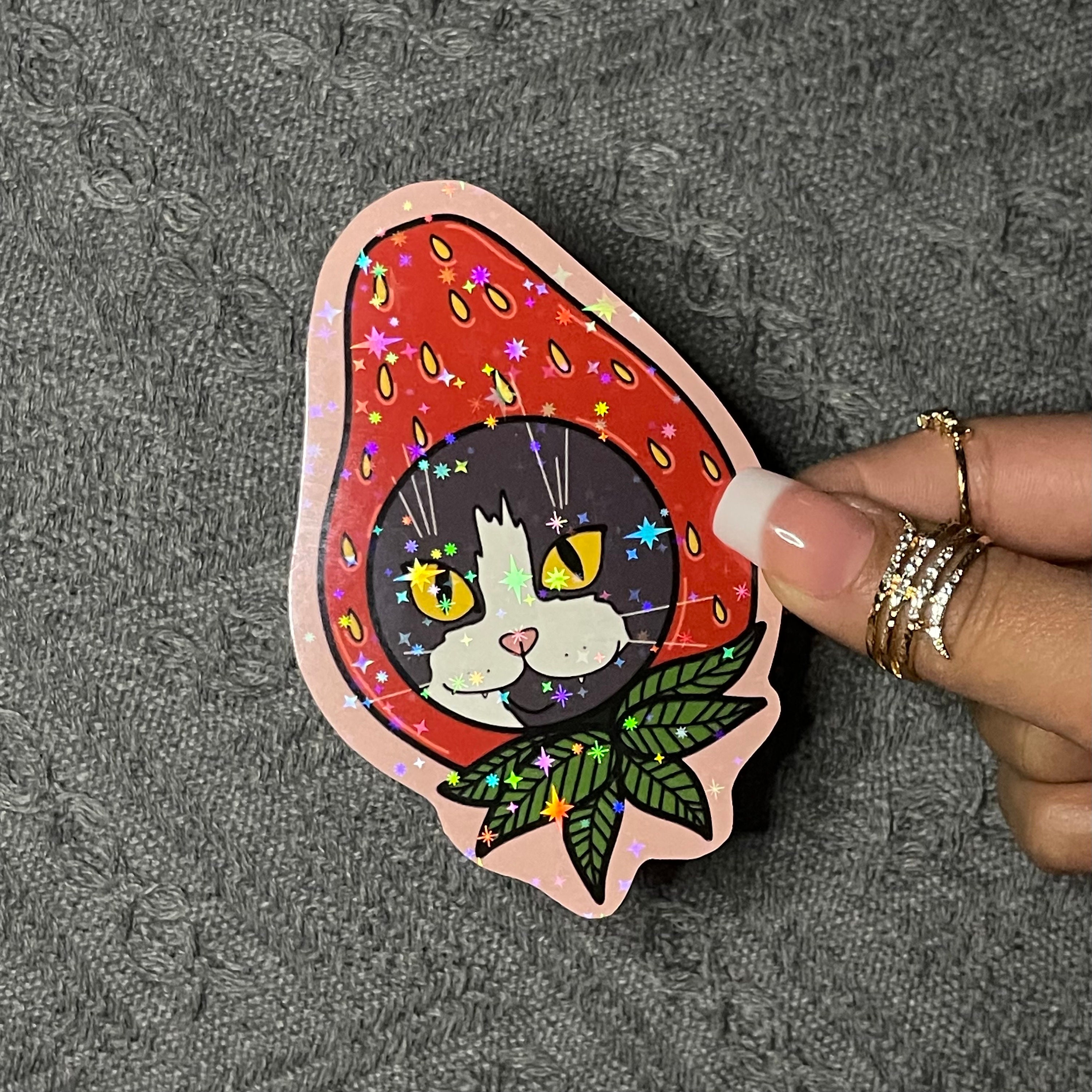 Gary the Strawberry Cat Animal Sticker | Laptop Sticker | Journal ...