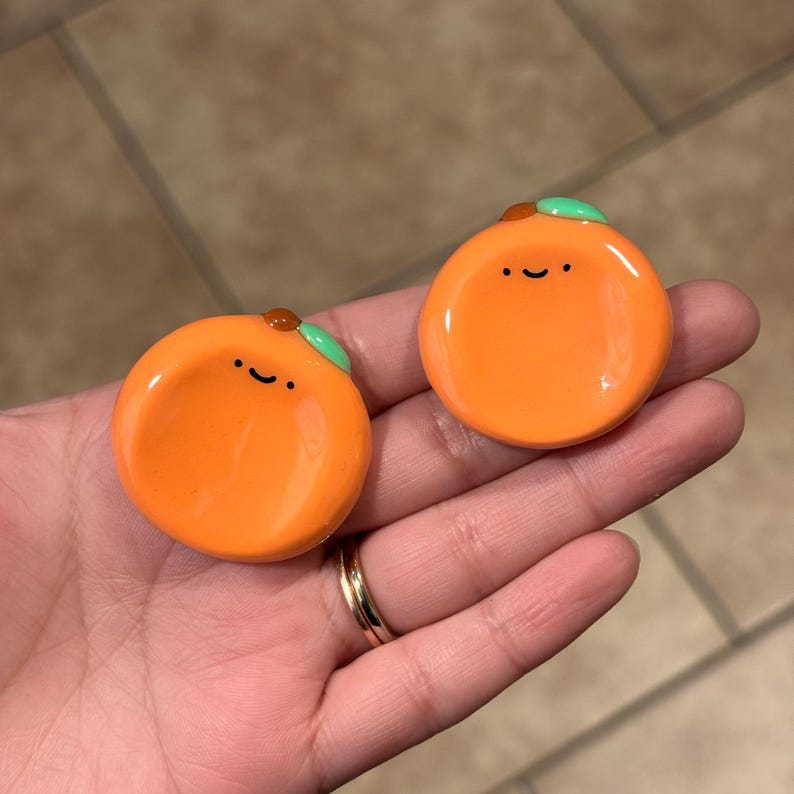 Orange polymer clay worry stone| Desk buddies | pocket friends image 2