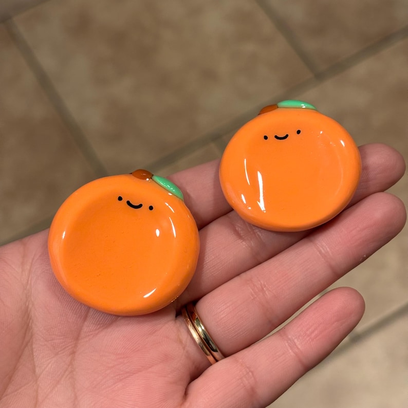 Orange polymer clay worry stone| Desk buddies | pocket friends image 3