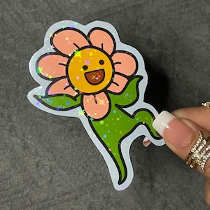 Happy dancing pink flower sticker | laptop sticker | journal sticker |