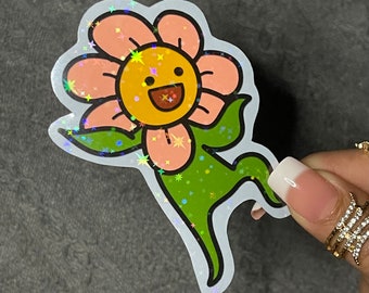 Happy dancing pink flower sticker | laptop sticker | journal sticker |