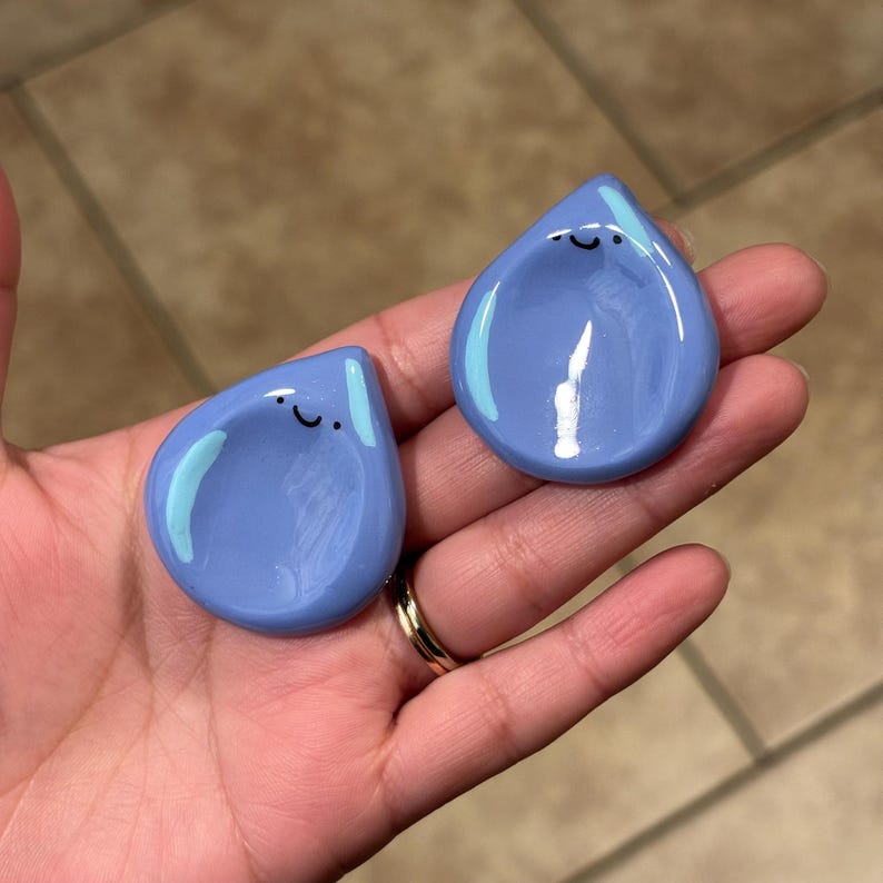 Water drop polymer clay worry stone| Desk buddies | pocket friends afbeelding 2