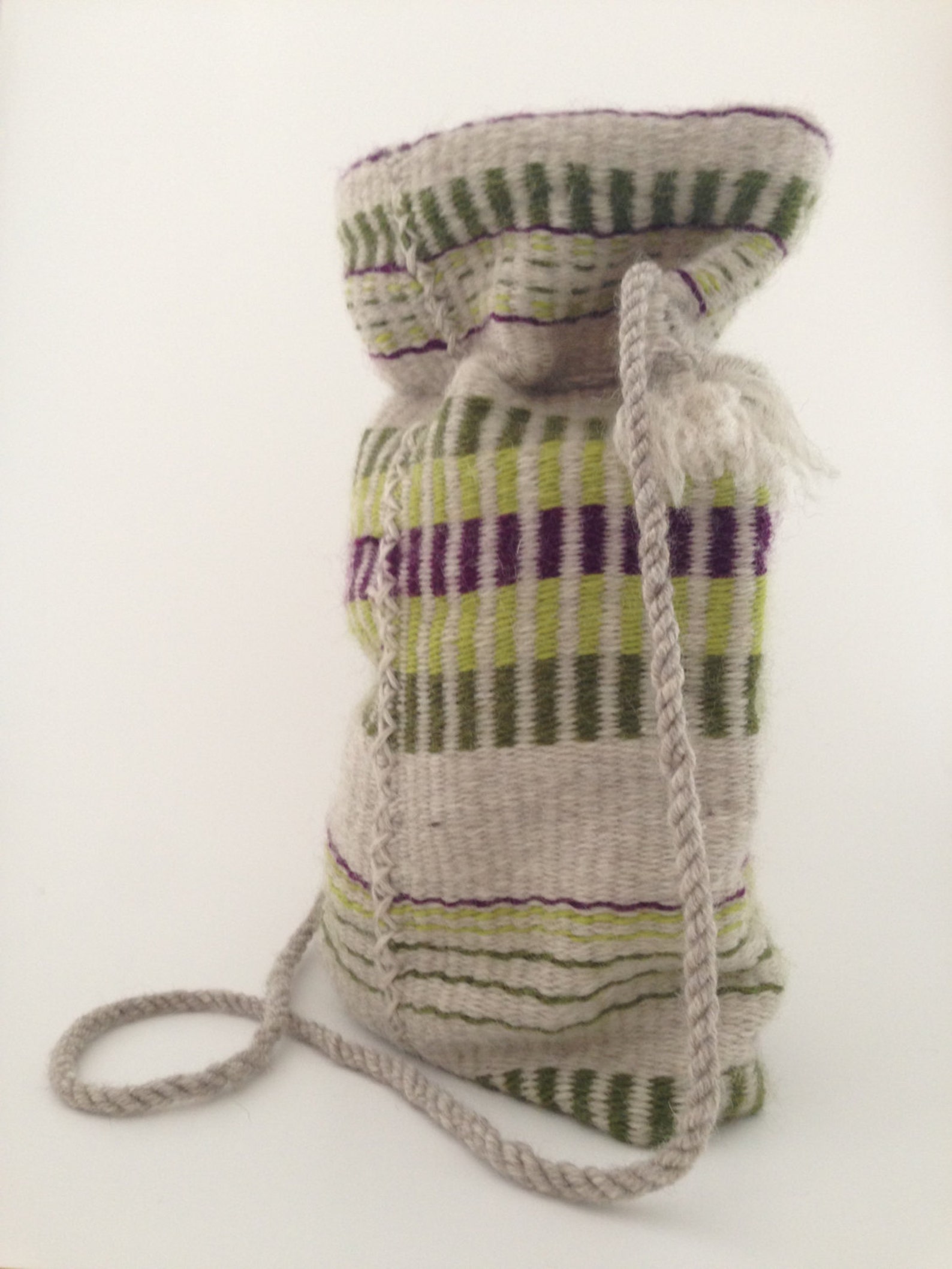 Hand woven bag with a drawstring closure. 100 wool Etsy