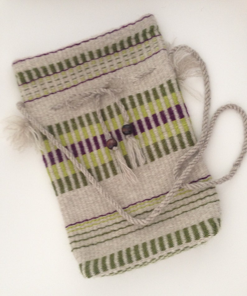 Hand woven bag with a drawstring closure. 100 wool Etsy
