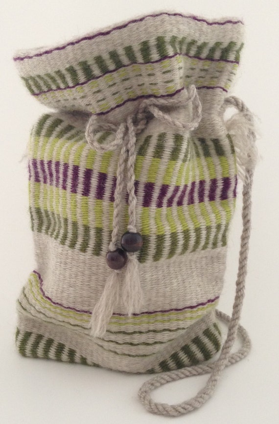 Hand woven bag with a drawstring closure. 100 wool Etsy