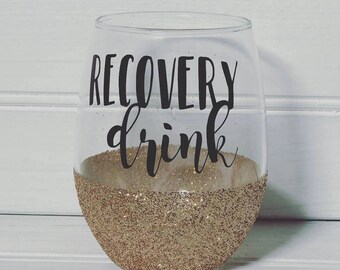 Runner Wine Glass, Recovery Drink, Glitter Wine Glass, Gift for Runner