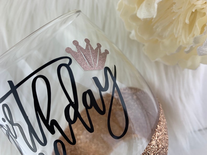 Birthday Girl Glitter Wine Glass Birthday Wine Glass Etsy
