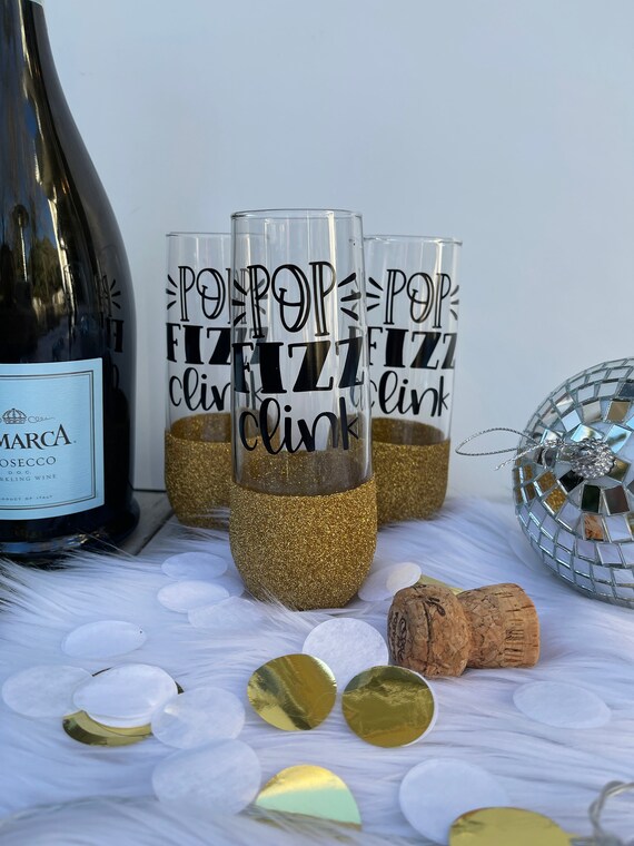 Pop Fizz Clink Champagne Flutes NYE New Years Eve Etsy
