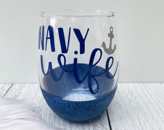 Navy Mom | Army Mom |Glitter Wine Glass | Anchor Wine Wine| Star Wine Glass | Proud Navy Mom | Proud Army Mom | Deployment Glass | Glitter