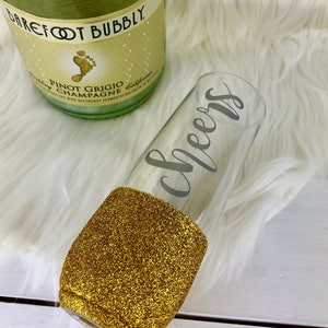 Personalized Stemless Champagne Flutes, Bachelorette Party Glasses, Bridesmaid Champagne, Bridal Party Glasses, Glitter Champagne Flutes image 3