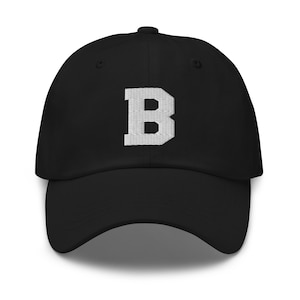 Initial Letter B Baseball Cap for Women Men Embroidered Dad Hat Father's Day Gift for him Black