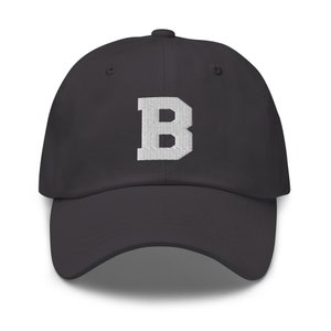 Initial Letter B Baseball Cap for Women Men Embroidered Dad Hat Father's Day Gift for him Dark Grey