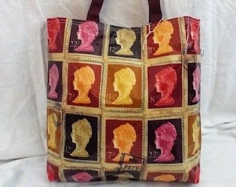 Nikki's Original Totes UK Handmade,100% Oilcloth Cotton Bags Da Larna Ochre