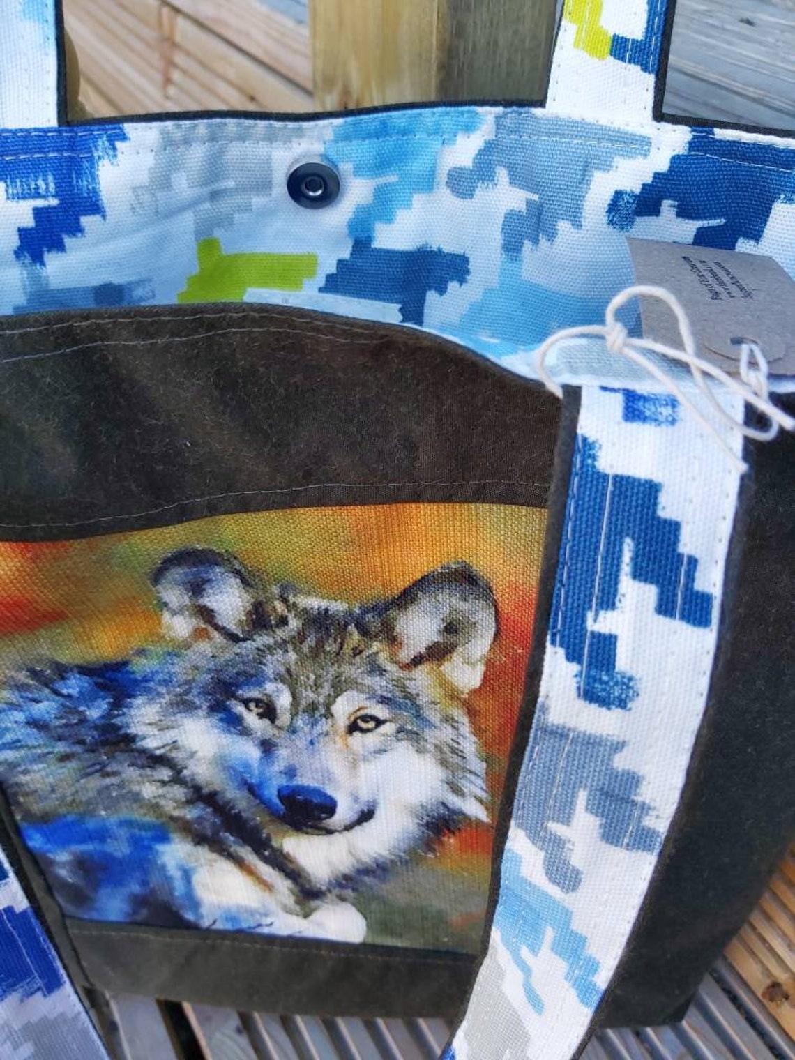 Wolf tote bag tote hand made tote wolves shopping bag Etsy
