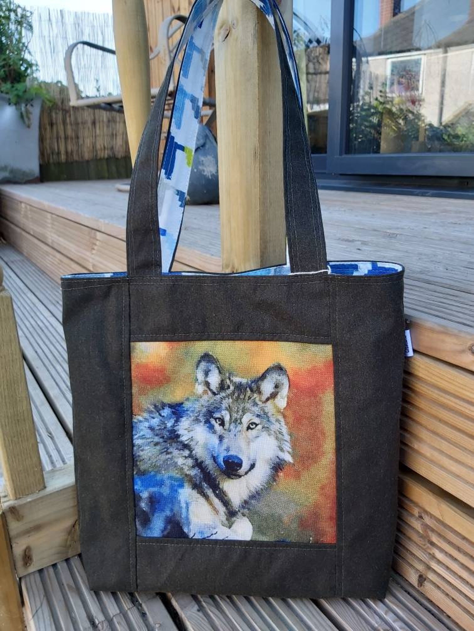 Wolf tote bag tote hand made tote wolves shopping bag Etsy