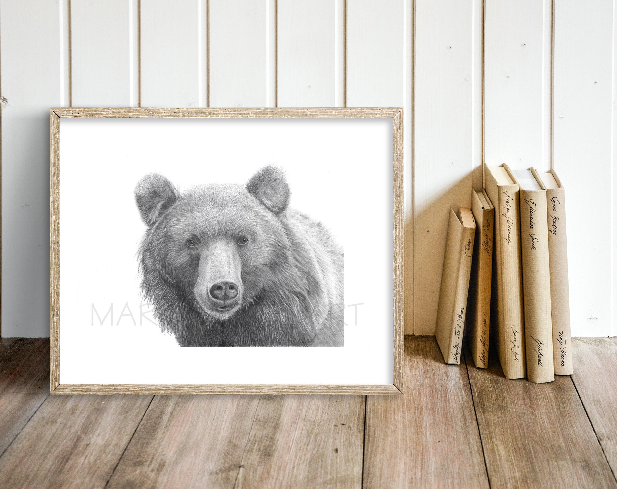 Bear Art Print Hand Drawn Animal Pencil Drawing A4 A5 Sizes - Etsy