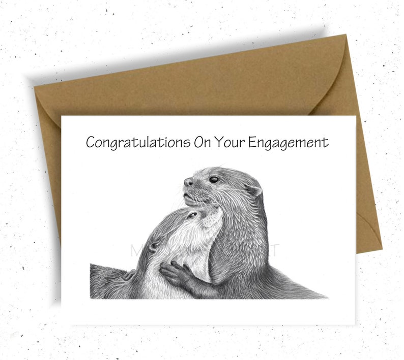Novelty Greeting Card Cute Otter Engagement Congratulations Etsy