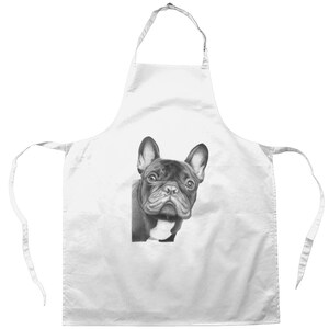 French Bulldog Design Apron - Frenchie Art Dog Illustration - Kitchen Clothing Gift For Her / Him