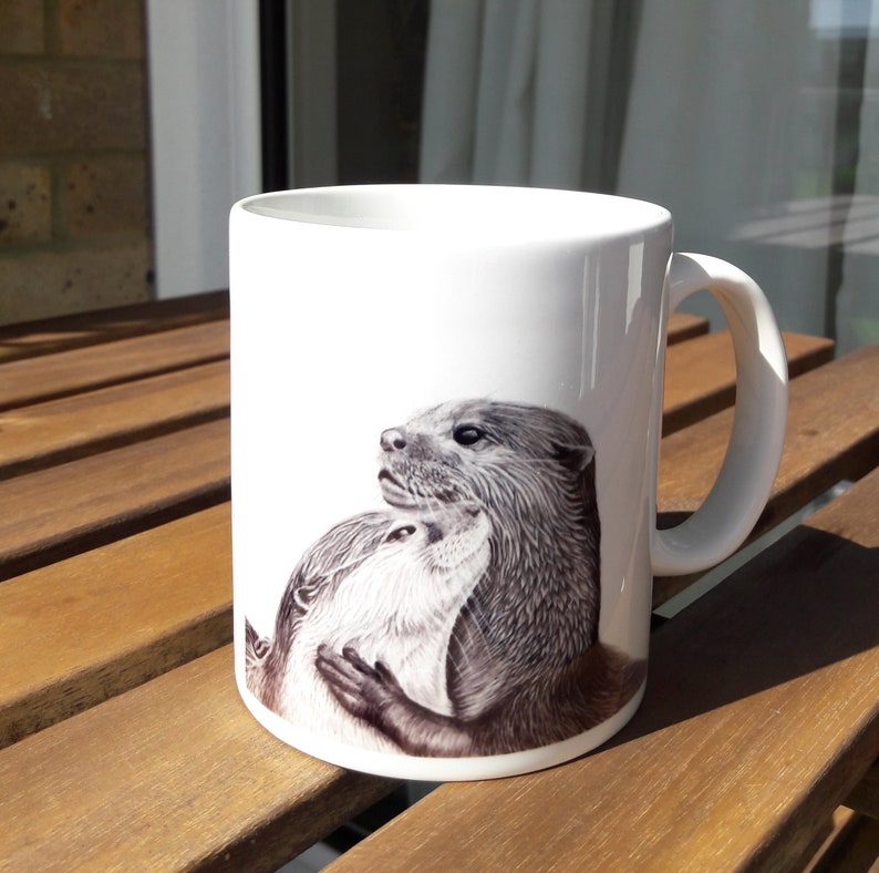 Otter Mug 10oz Ceramic Pencil Drawing Art Design Coffee image 0