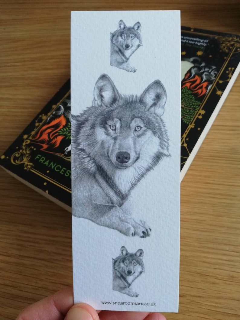 Wolf Bookmark Animal Bookmarks Pencil Drawing Illustration Etsy