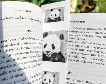 Panda Bookmark - Nature Bookmarks - Pencil Drawing Animal Illustration Wildlife Art Nature Books Reading Panda Design