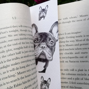 Frenchie Bookmark Animal Bookmarks Pencil Drawing Illustration Dog Art Nature Books Reading French Bulldog Design Fathers Day Gift image 1