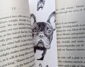 Frenchie Bookmark  Animal Bookmarks Pencil Drawing Illustration Dog Art Nature Books Reading French Bulldog Design Fathers Day Gift