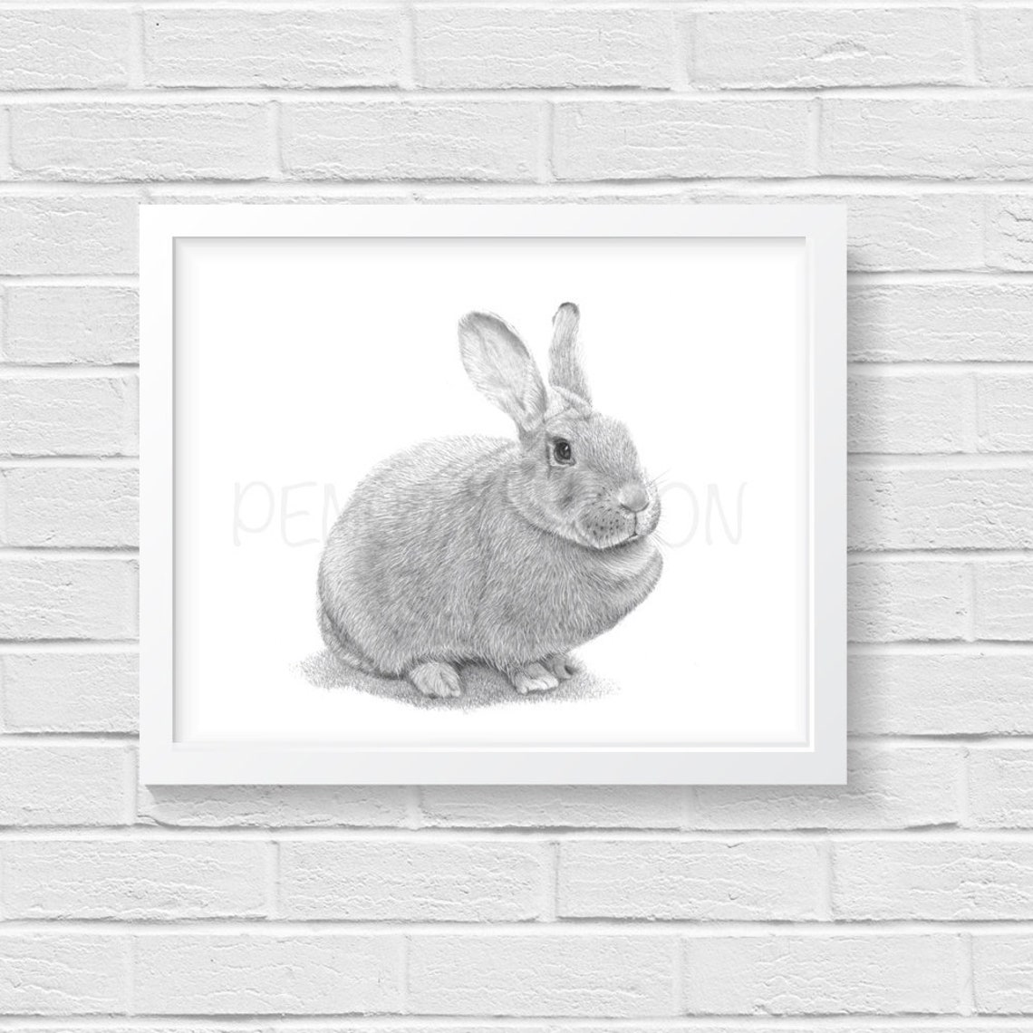 Rabbit Drawing Digital Art Print Downloadable Hand Drawn - Etsy
