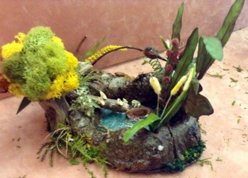 Unique OOAK Handmade Miniature Fairy Garden Frog Pond With Tree Fairy Garden Ideas Bonsai Garden Decorations Terrarium Decorations Gift Idea